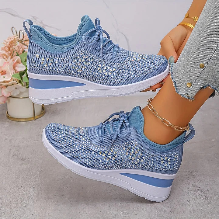 Ava – Comfortable orthopedic sneakers with sparkling rhinestones