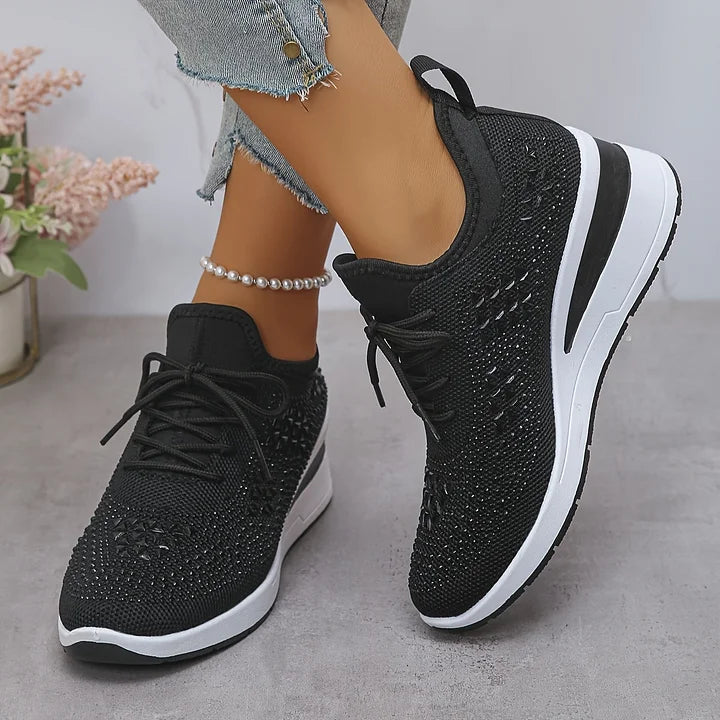 Ava – Comfortable orthopedic sneakers with sparkling rhinestones