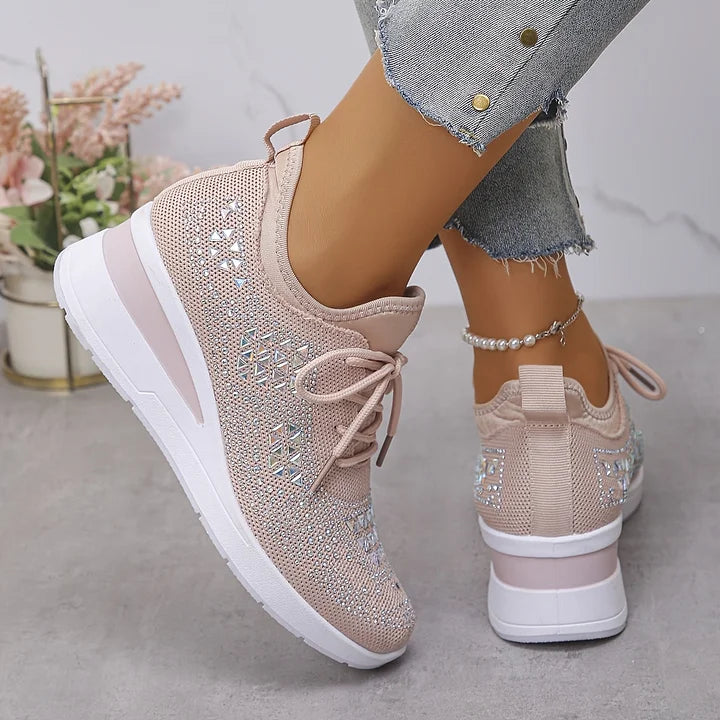 Ava – Comfortable orthopedic sneakers with sparkling rhinestones