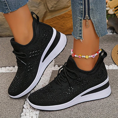 Ava – Comfortable orthopedic sneakers with sparkling rhinestones