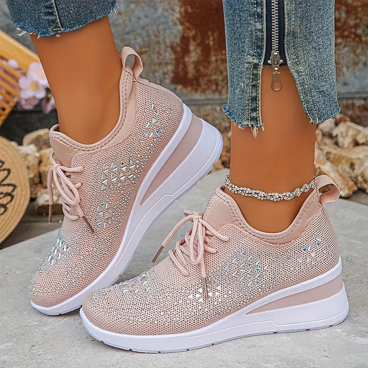 Ava – Comfortable orthopedic sneakers with sparkling rhinestones