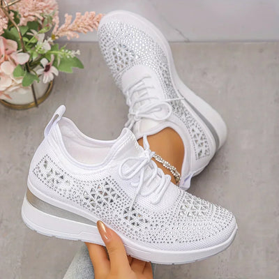 Ava – Comfortable orthopedic sneakers with sparkling rhinestones