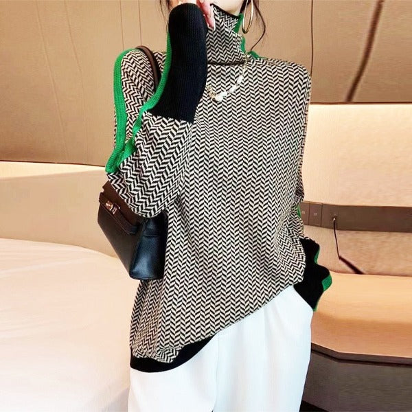 Marieke | Turtleneck with Bold Contrasting Stripes