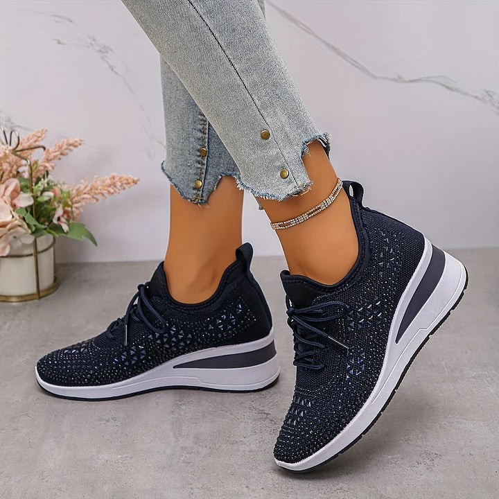 Ava – Comfortable orthopedic sneakers with sparkling rhinestones