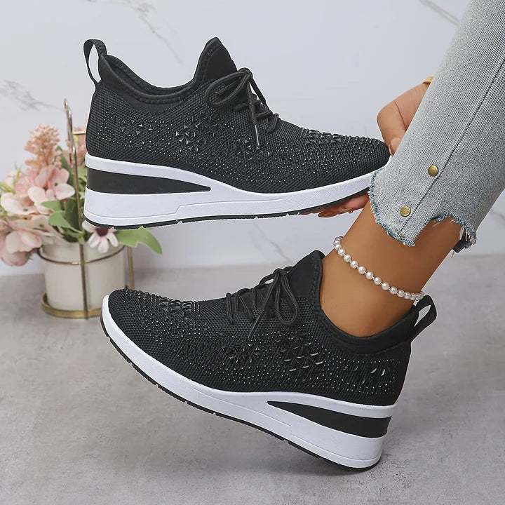 Ava – Comfortable orthopedic sneakers with sparkling rhinestones