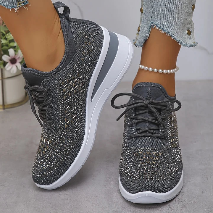 Ava – Comfortable orthopedic sneakers with sparkling rhinestones