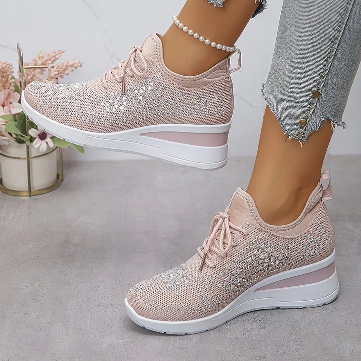 Ava – Comfortable orthopedic sneakers with sparkling rhinestones