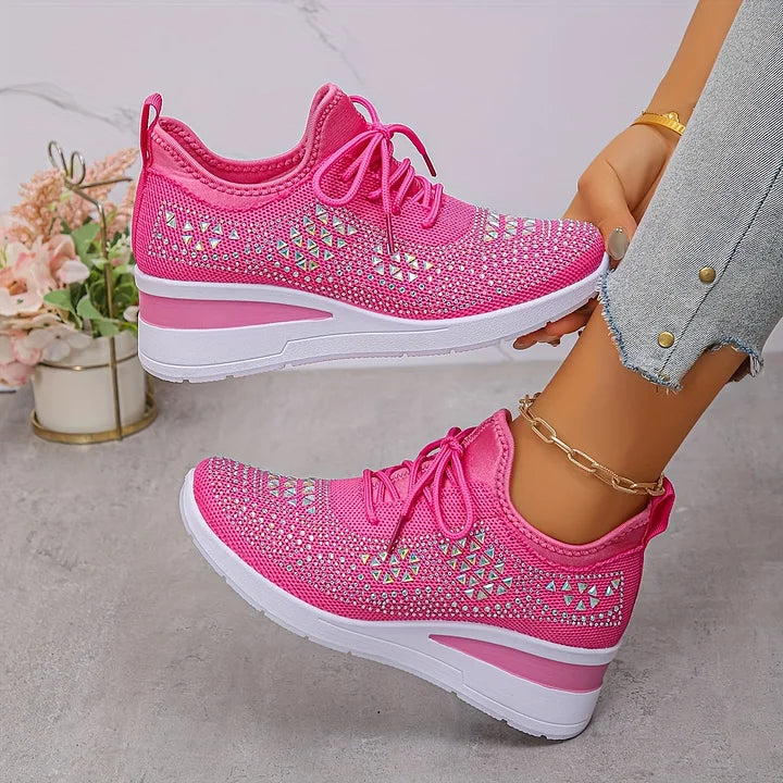 Ava – Comfortable orthopedic sneakers with sparkling rhinestones