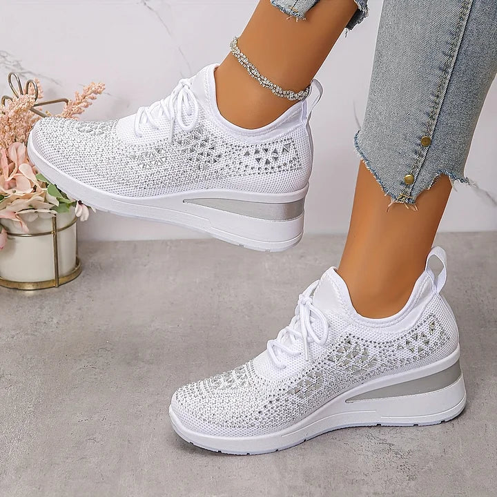 Ava – Comfortable orthopedic sneakers with sparkling rhinestones