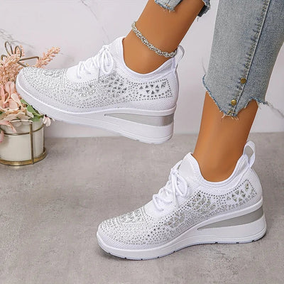 Ava – Comfortable orthopedic sneakers with sparkling rhinestones