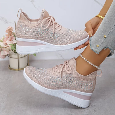 Ava – Comfortable orthopedic sneakers with sparkling rhinestones