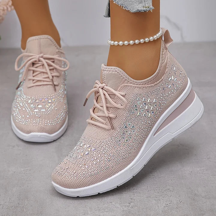 Ava – Comfortable orthopedic sneakers with sparkling rhinestones