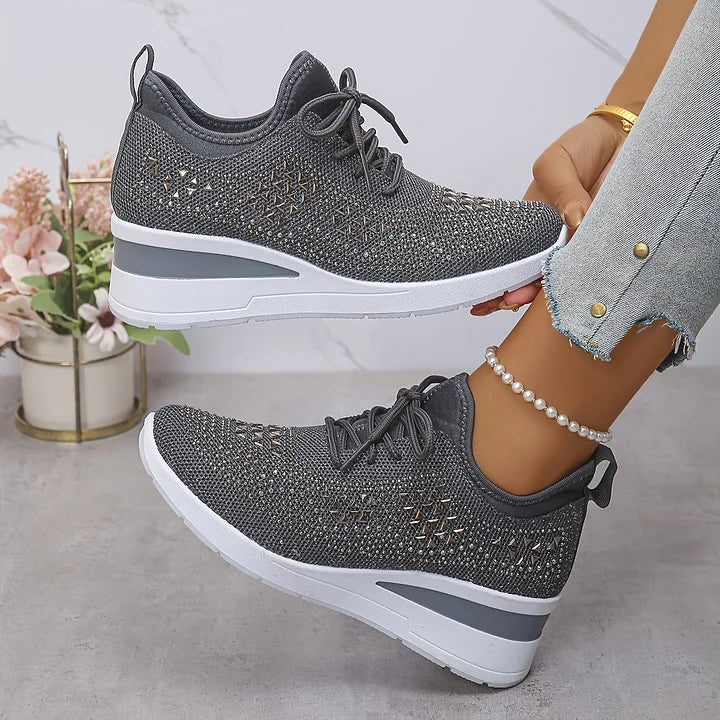 Ava – Comfortable orthopedic sneakers with sparkling rhinestones