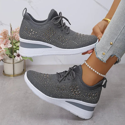 Ava – Comfortable orthopedic sneakers with sparkling rhinestones